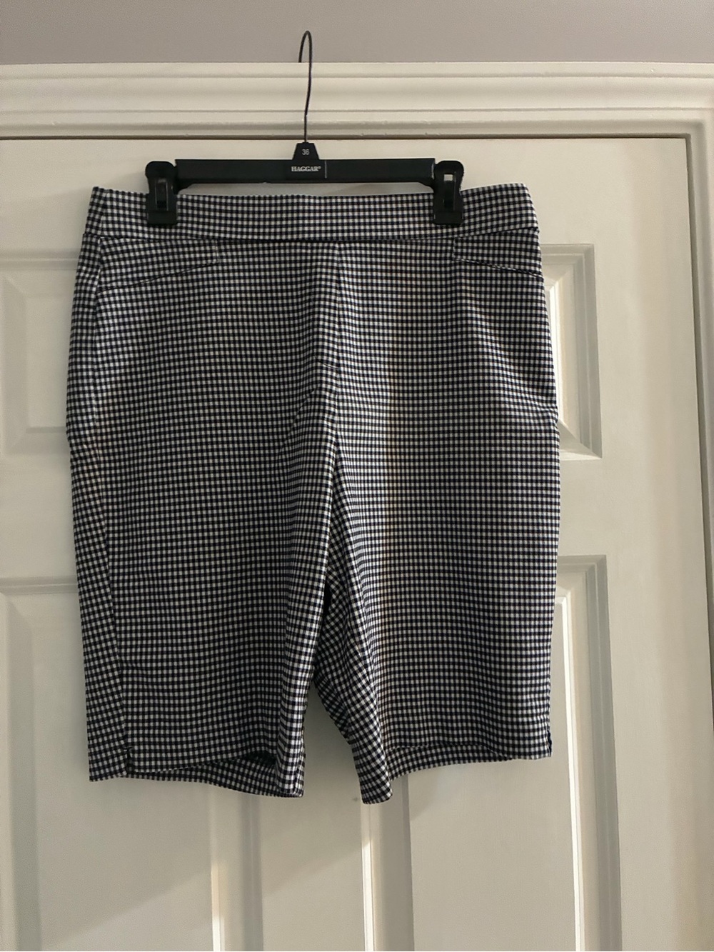 Calvin Klein Black and White Gingham Bermuda Shorts